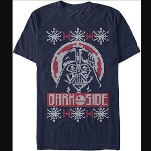 Fifth Sun Star Wars T-Shirt M Christmas Ugly Sweater Dark Side Darth Vader Blue